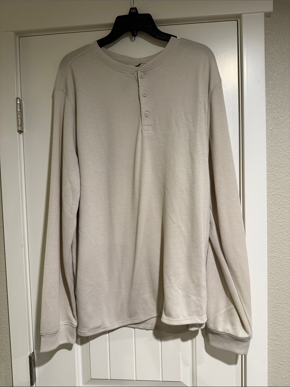 all in motion Men's Long Sleeve Henley in Light Beige